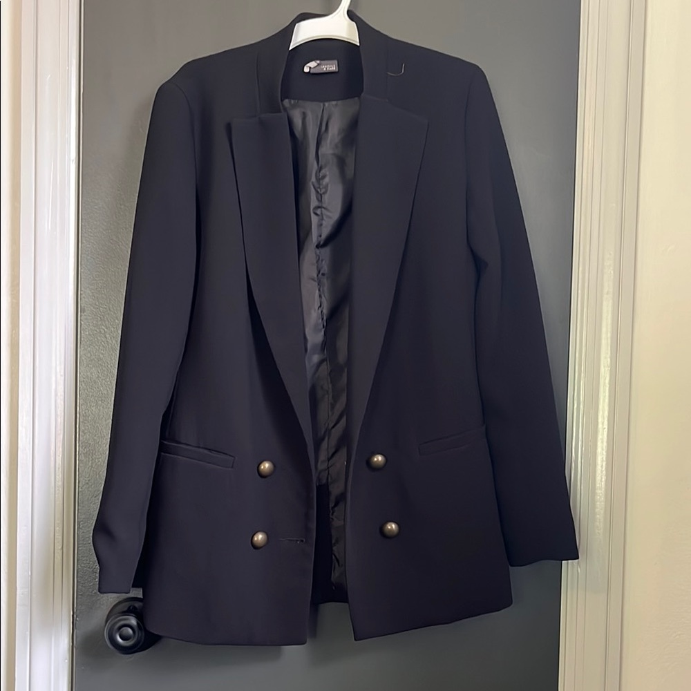 Sparkle & Fade Black Blazer with Gold Buttons